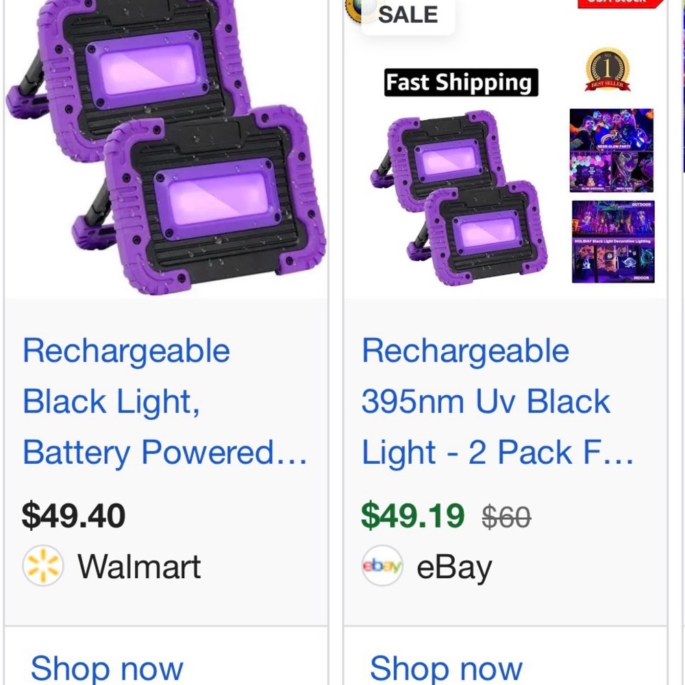 LED Black Light Rechargeable 2 Pack - Purple - Picture 10 of 10
